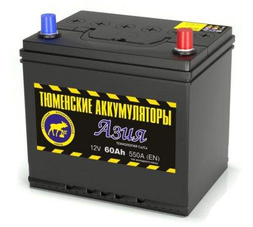 Аккумулятор АЗИЯ 6СТ-60 LR (550А) о/п Ca/Ca (-;+) (B1 бортик) 60D23L