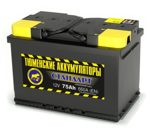 Аккумулятор 6СТ-75 L (660А) п/п СТАНДАРТ Ca/Ca (+;-)
